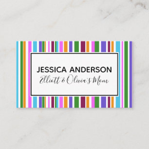 Tarjeta De Presentación Coloridas franjas mami Playdate Calling Card
