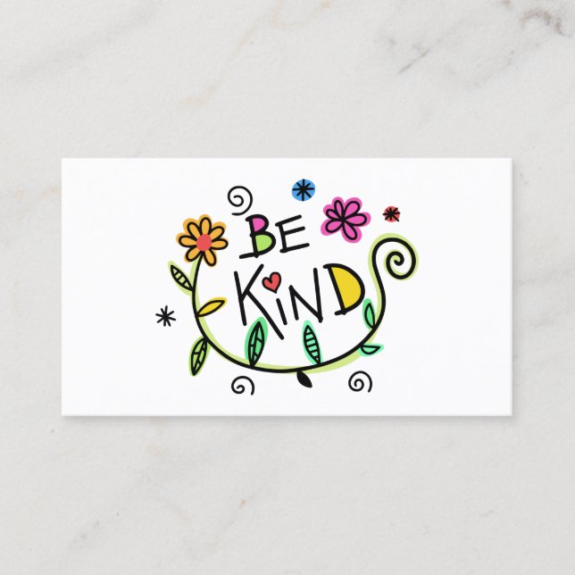Tarjeta De Presentación Colorido Be Kind Floral Business (Anverso)