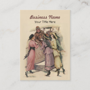 Tarjeta de presentación con avión de época