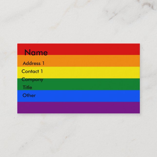Tarjeta de presentación con bandera arco iris LGBT (Anverso)