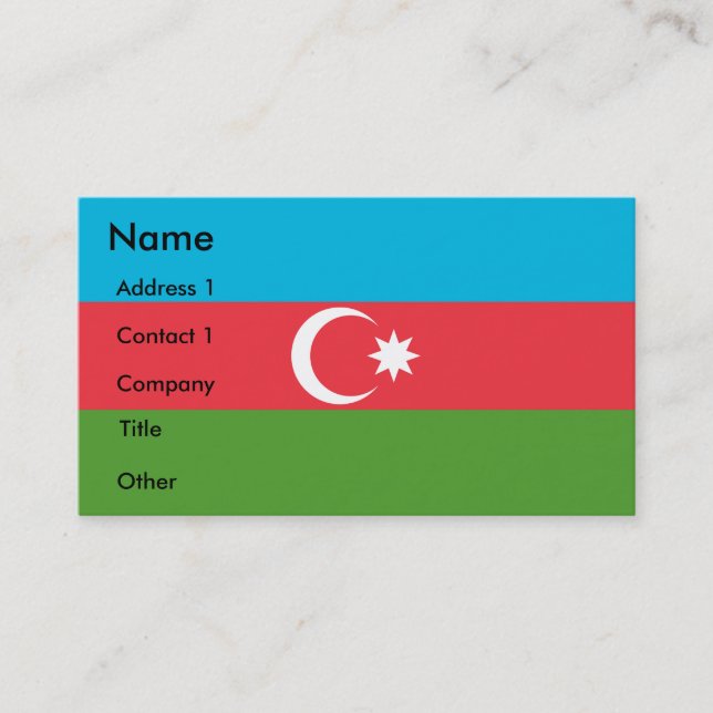 Tarjeta de presentación con bandera de Azerbaiyán (Anverso)