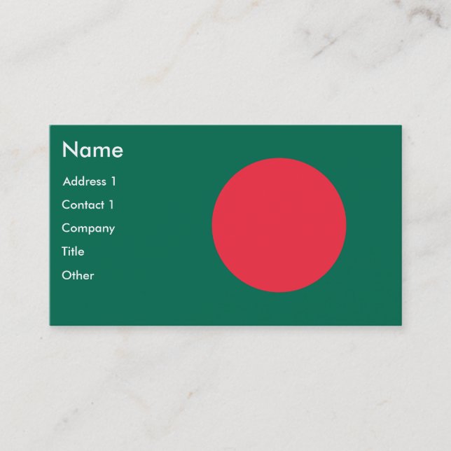 Tarjeta de presentación con bandera de Bangladesh (Anverso)