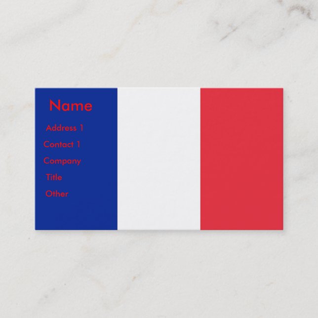 Tarjeta de presentación con bandera de Francia (Anverso)