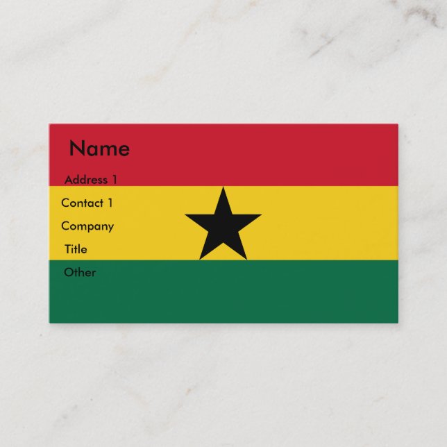 Tarjeta de presentación con bandera de Ghana (Anverso)