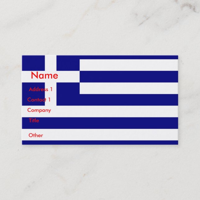 Tarjeta de presentación con bandera de Grecia (Anverso)