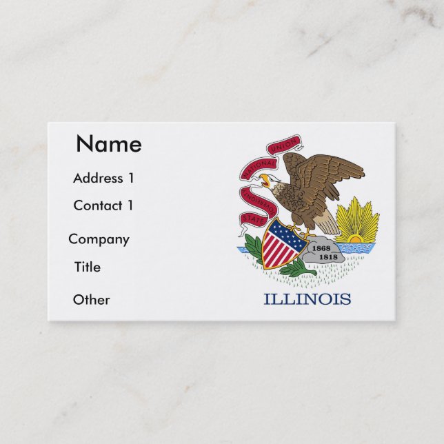 Tarjeta de presentación con bandera de Illinois, E (Anverso)