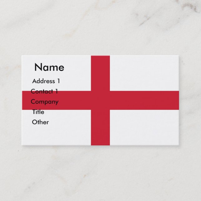 Tarjeta de presentación con bandera de Inglaterra (Anverso)