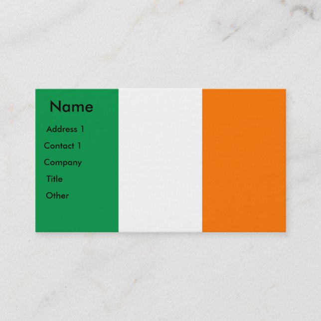 Tarjeta de presentación con bandera de Irlanda (Anverso)