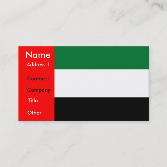 Tarjeta de presentación con bandera de los Emirato (Anverso)