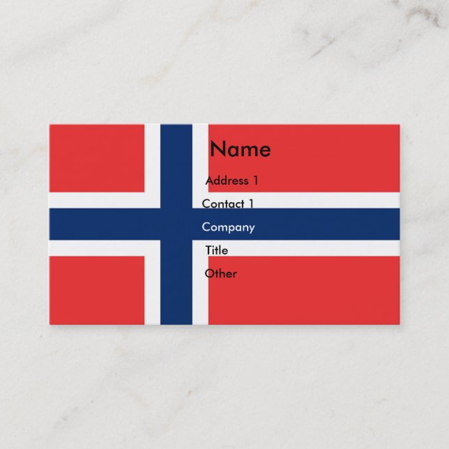 Tarjeta de presentación con bandera de Noruega (Anverso)