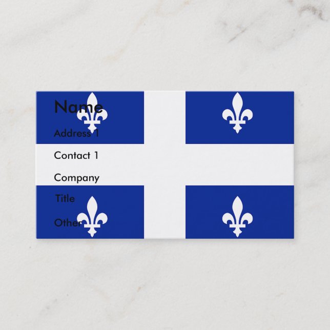 Tarjeta de presentación con bandera de Quebec, Can (Anverso)