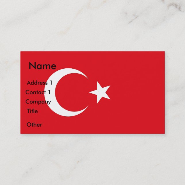 Tarjeta de presentación con bandera de Turquía (Anverso)