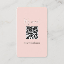Tarjeta de presentación con código QR rosado