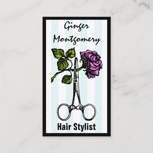 Tarjeta de presentación con estilo de Rosa y tijer (Anverso)