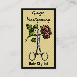 Tarjeta de presentación con estilo de Rosa y tijer