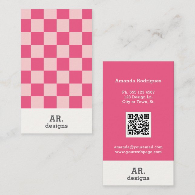 Tarjeta de presentación con estilo rosa y bajo con (Anverso / Reverso)