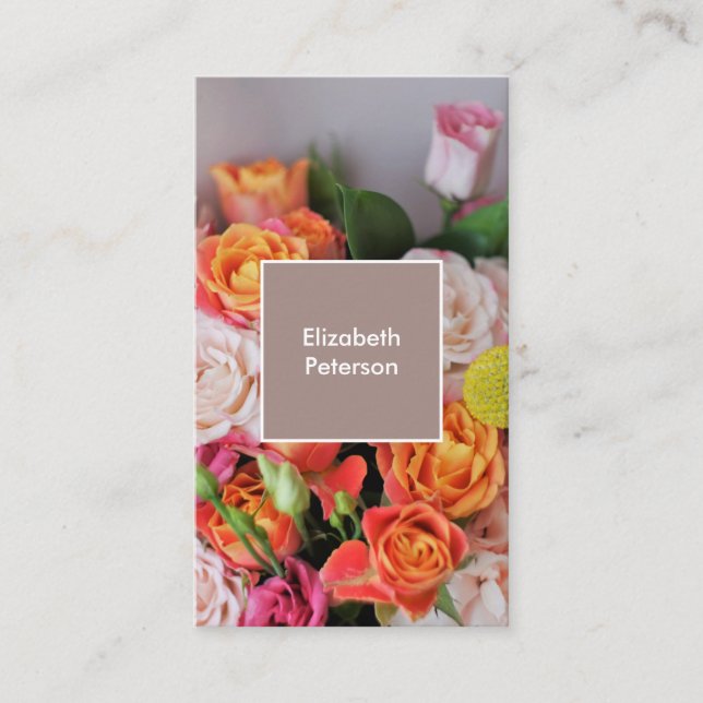 Tarjeta de presentación con fondo floral (Anverso)