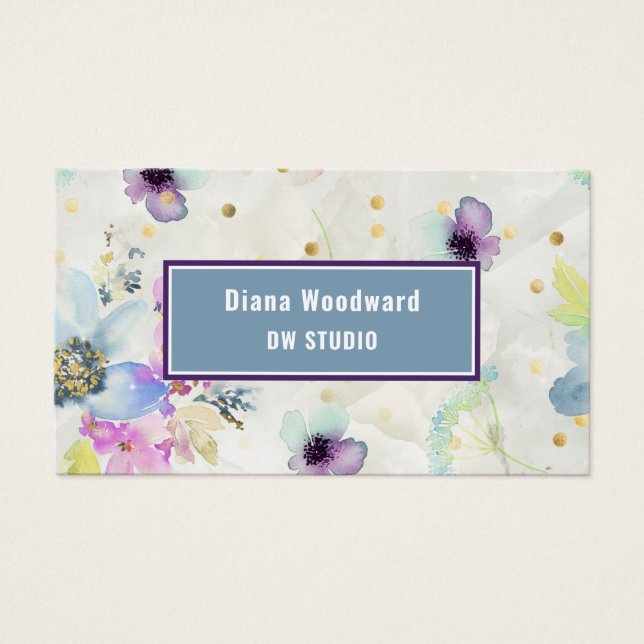 Tarjeta de presentación con fondo floral moderno (Frente)