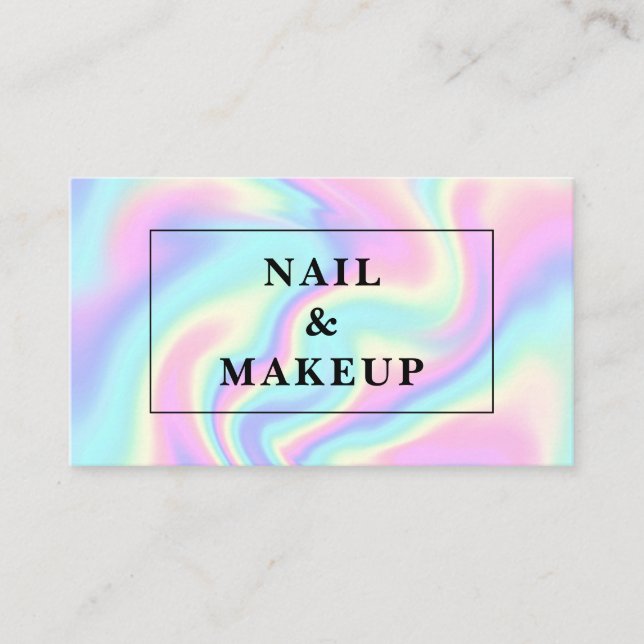 Tarjeta de presentación con fondo holográfico. (Anverso)