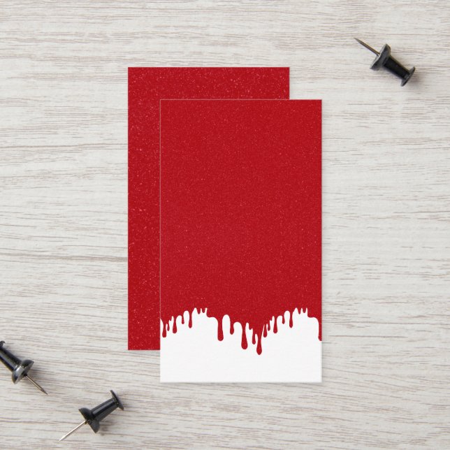 Tarjeta de Presentación con Goteo Rojo de Tomate e (Anverso/Reverso In Situ)