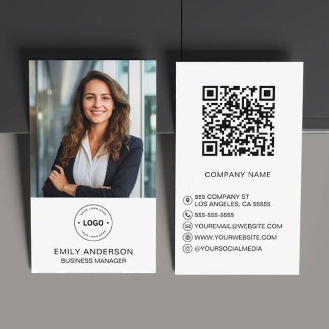 Tarjeta de presentación con logotipo de foto perso (Minimal Personalized Photo Logo Business Card by MINTIC DESIGN STUDIO)