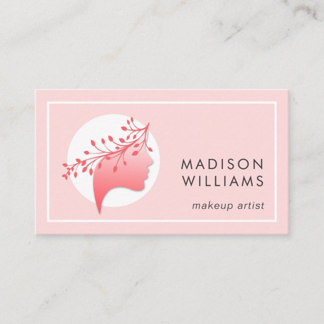 Tarjeta de presentación con logotipo femenino rosa (Anverso)