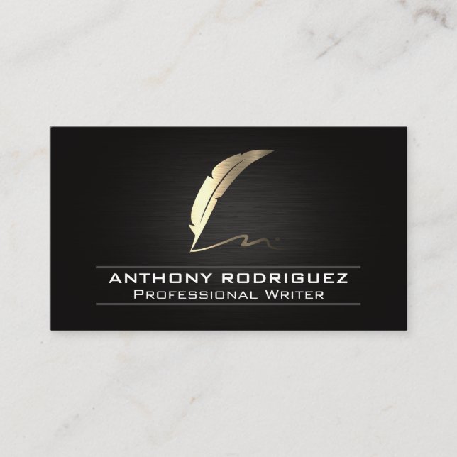 Tarjeta de presentación con logotipo Gold Feather  (Anverso)