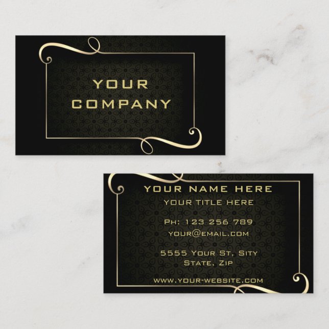 Tarjeta de presentación con marco de ornamento neg (Anverso / Reverso)