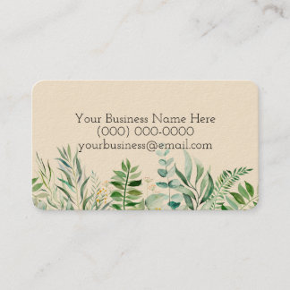 Tarjeta de presentación con plantas, hojas de tarj