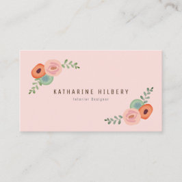 Tarjeta de presentación con Rosa y amapola rosa fl