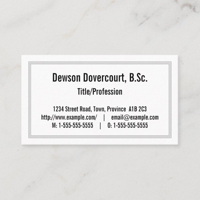 Tarjeta de presentación conservadora, Dapper (Anverso)