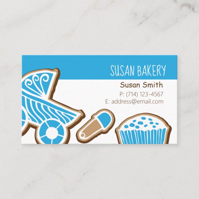 Tarjeta de presentación Cookie Baking Blue (Anverso)