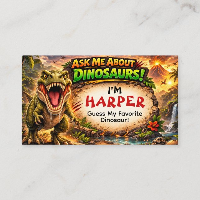 Tarjeta De Presentación Cool Dinosaur Calling Card for Older Kids (Anverso)