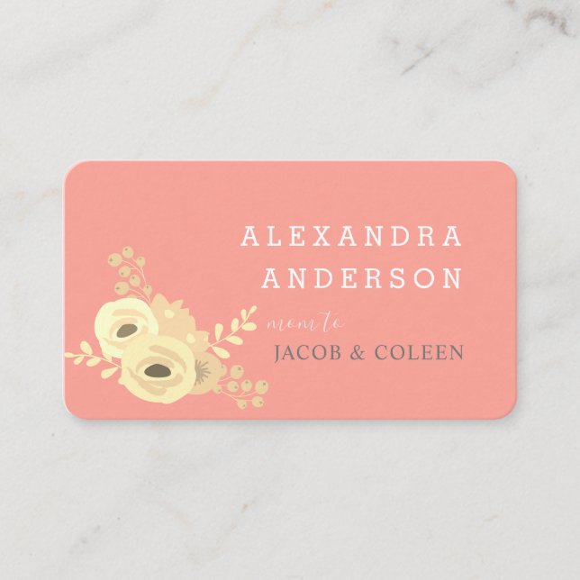 Tarjeta de presentación Coral Rosa Amarillo Rosa F (Anverso)