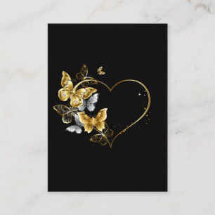 Tarjeta De Presentación Corazón con mariposas doradas