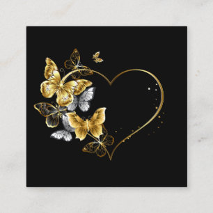 Tarjeta De Presentación Corazón con mariposas doradas