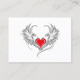 Tarjeta De Presentación Corazón de Ángel Rojo con alas