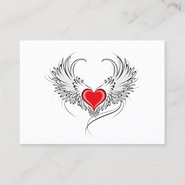 Tarjeta De Presentación Corazón de Ángel Rojo con alas (Anverso)