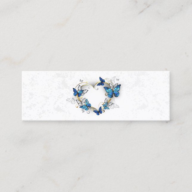 Tarjeta De Presentación Corazón de joyas con mariposas Morfo (Anverso)