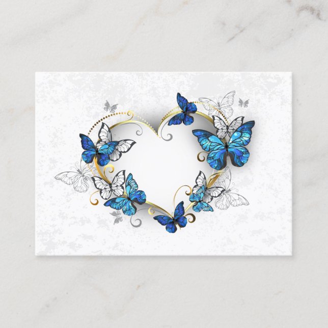 Tarjeta De Presentación Corazón de joyas con mariposas Morfo (Anverso)