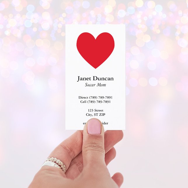 Tarjeta De Presentación Corazón Rojo (Modern Minimalist Heart Shape Business Card)