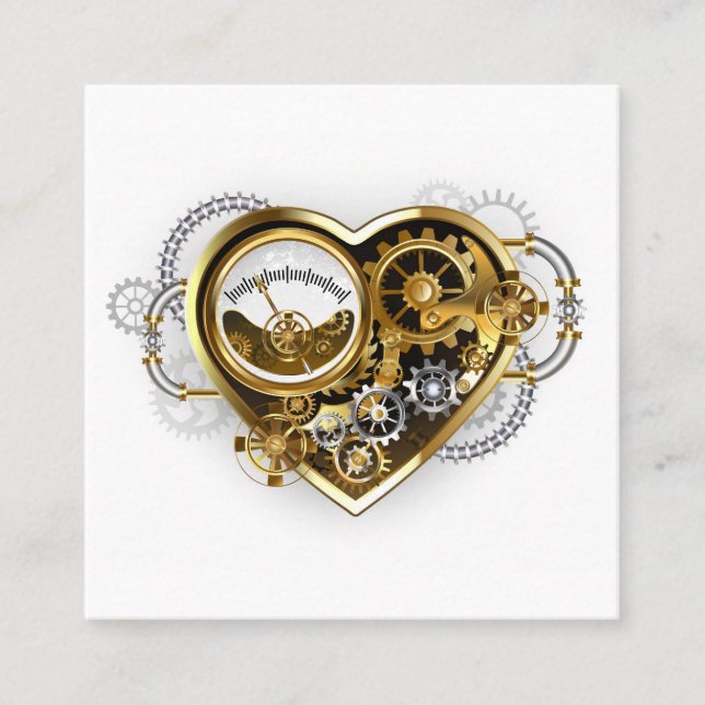 Tarjeta De Presentación Corazón steampunk con manómetro (Anverso)
