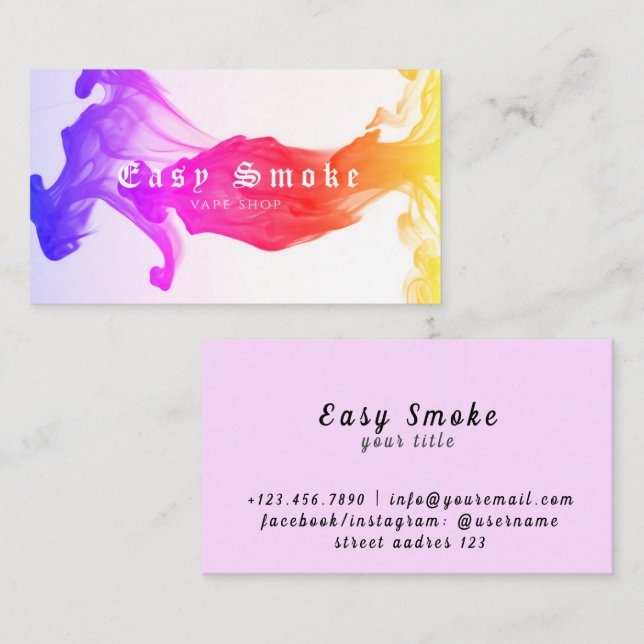 Tarjeta de presentación Corolful Smoke Vape Shop (Anverso / Reverso)