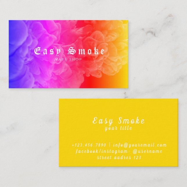 Tarjeta de presentación Corolful Smoke Vape Shop (Anverso / Reverso)