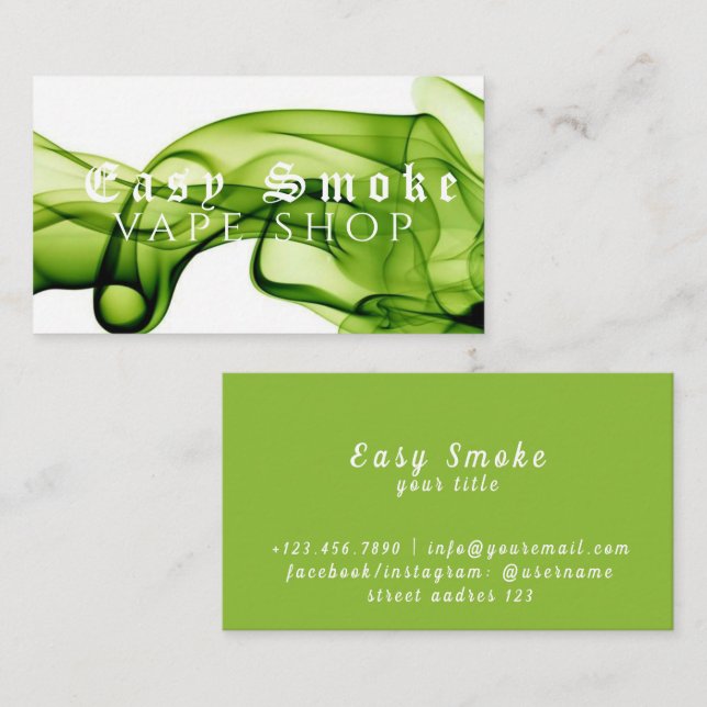 Tarjeta de presentación Corolful Smoke Vape Shop (Anverso / Reverso)