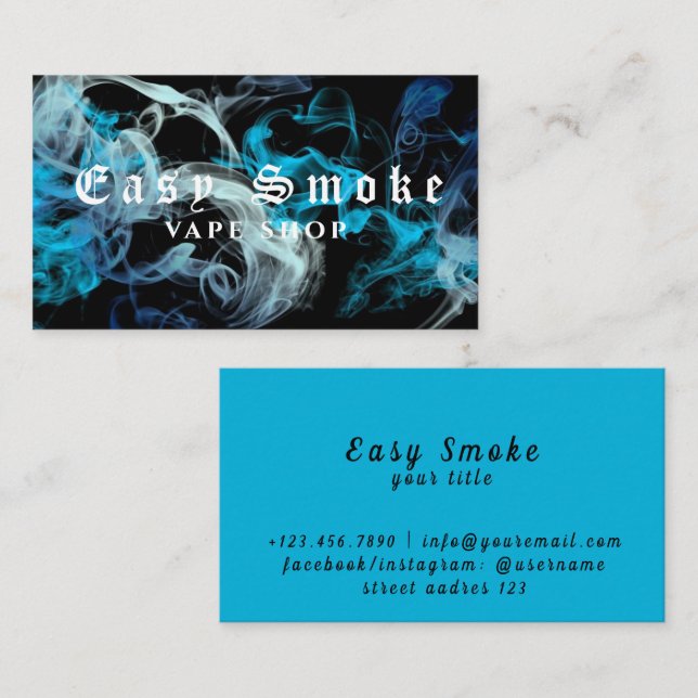 Tarjeta de presentación Corolful Smoke Vape Shop (Anverso / Reverso)