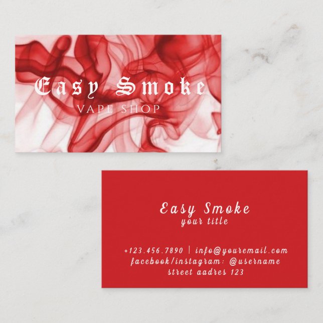 Tarjeta de presentación Corolful Smoke Vape Shop (Anverso / Reverso)