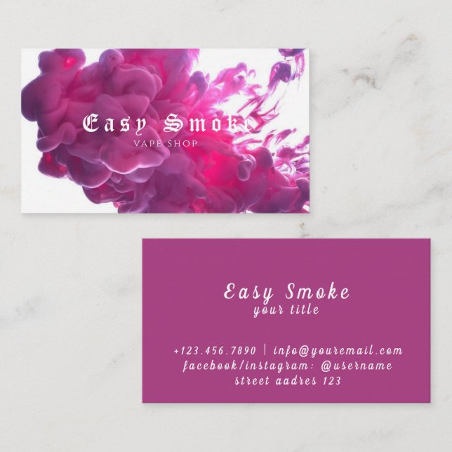 Tarjeta de presentación Corolful Smoke Vape Shop (Anverso / Reverso)
