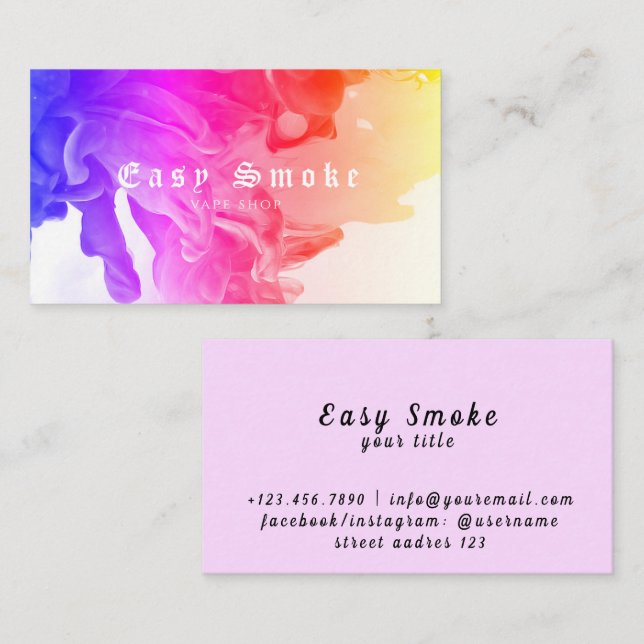 Tarjeta de presentación Corolful Smoke Vape Shop (Anverso / Reverso)