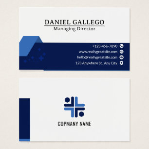 Tarjeta de presentación corporativa moderna azul y